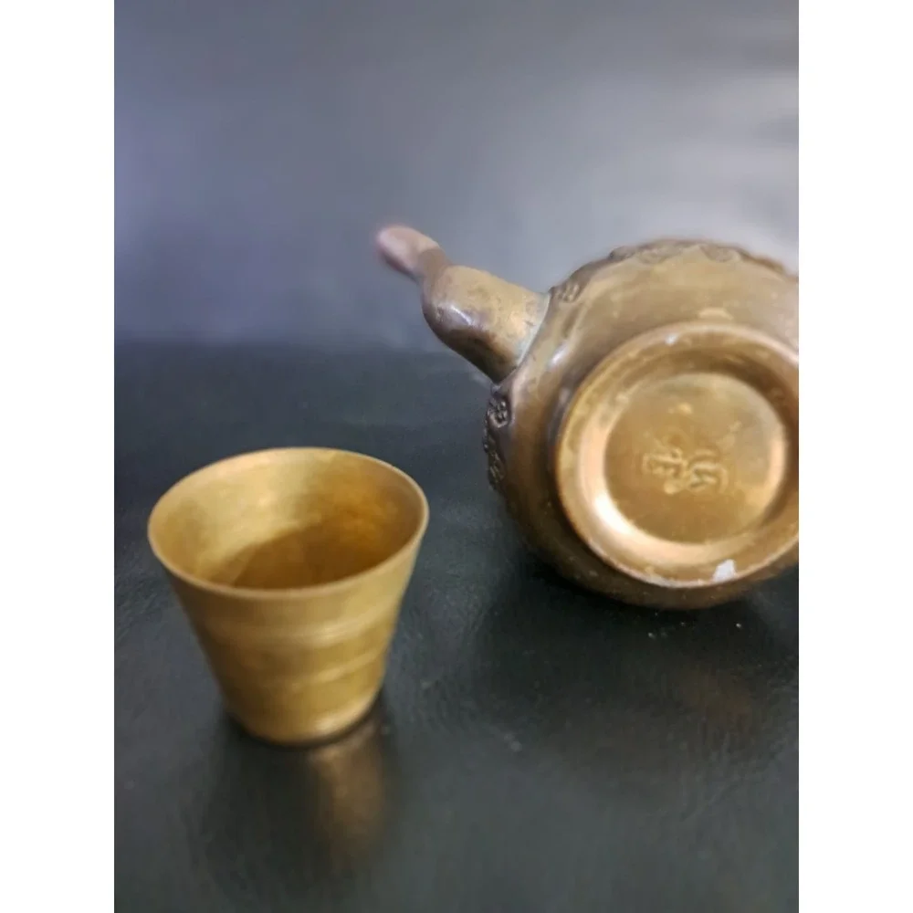 Vintage Brass Dallah Arabic Middle Eastern Etched Coffee Tea Pot‎ 4